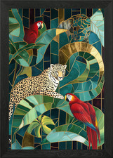 Jaguar and Macaws in Jungle