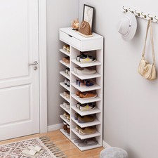 8/9 Tier Wood Shoe Storage Rack Standing Cabinet Footwear Organizer Narrow Shelf