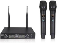 Wireless Microphones Dual Channel Metal Professional UHF Cordless Dynamic Mic Ha