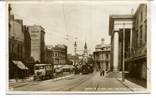 Plymouth postcard street scene RP bus trams PU 1927