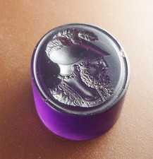 Large Purple Glass Intaglio Seal Of A Warrior.