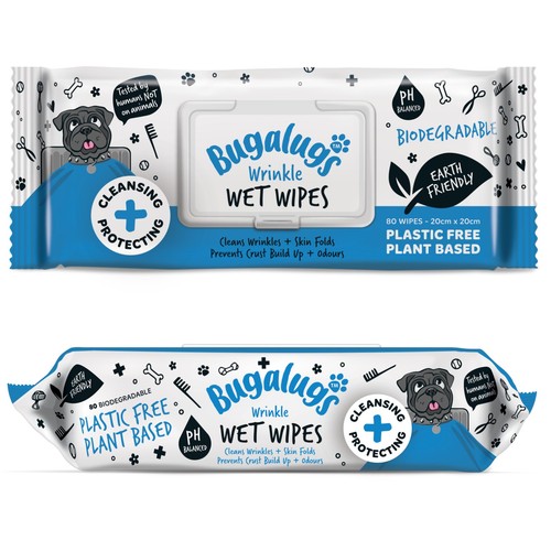 Bugalugs wrinkle dog wipes - dog,