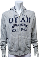 MAX TRADEMARK Mens Lovely Grey Cotton Vintage Zip Up Hooded Jacket UK XL