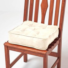 Cream Dining Chair Booster Cushion 40cm Firm Thick Seat Pad Soft Faux Suede
