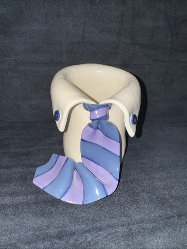 Ceramic cup collared tie blue - ceramic,