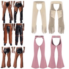 UK Men's Faux Leather Motorcycle Riders Chaps Pants Western Cowboy Biker Costume