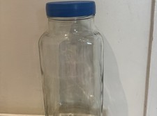 Cadburys Vintage Roses Storage Jar Large Squared Glass, Blue Plastic