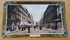 POSTCARD ENGLAND  BIRMINGHAM POSTED 1912 TINTED PEOPLE TRAM SHOPS ADVERTS