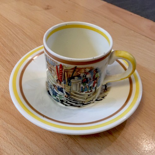 Vintage coffee can and saucer - vintage,