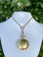 14K Gold .25 Ct Diamond, Old Cut, Antique Pendant, Fob Watch