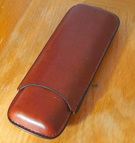 Brown leather plain - brown, double