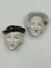 2 Vintage Lady Head Vase Wall