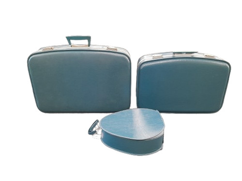 3pc vintage blue suitcase - 3pc,