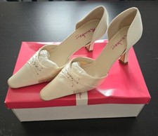 Ladies Rainbow Club Patsy Ivory Satin Heeled Wedding Bling Shoes Size 4