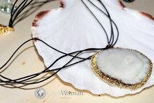 Natural Row Marine Coral from the Seabed with Black Leather Strap