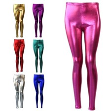 Girls Metallic Shiny Leggings