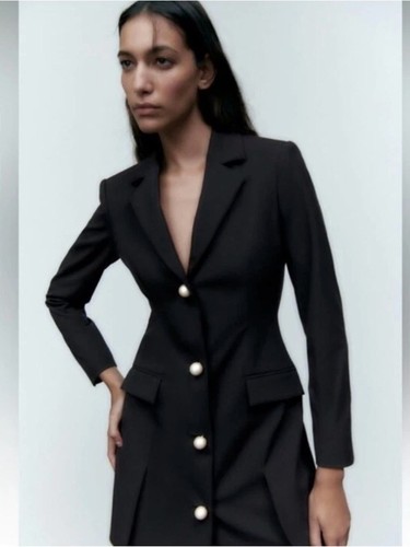 Zara pearl button short blazer - pearl,