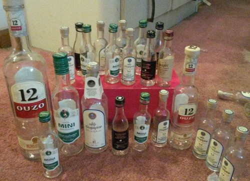 Real greek ouzo bottles empty - real,