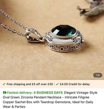 Vintage oval green cubic synthetic zirconia box pendant Locket 