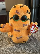 BNWT Ty Beanie Boos Ghoulie the Halloween Ghost Orange Boo 6" NEW Tagged