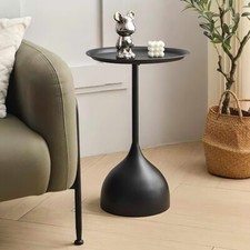 Pedestal Round Side Table Small Coffee Table Sofa End Table Storage Tray Metal
