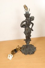 Vintage Art Nouveau Tiffany Style Mid Century Lady Figure Lamp Base Cast Brass?