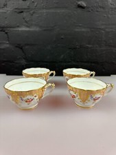 4 x Victorian Hand Painted English Porcelain Floral Tea Cups 1844 Pattern