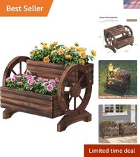 Charming Wooden Wagon Planter