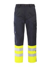Projob 6507 Hi Vis Stretch Work trousers navy yellow reflective driver cargo