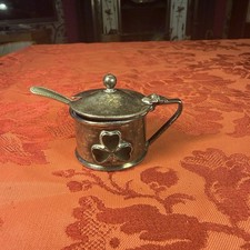 Small Silver Plated Mustard Pot With Spoon 