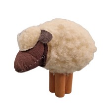 RARE Vintage 1983 Dept 56 Stuffed Sheep 5” Tall Wood Legs Model Doll Ornament