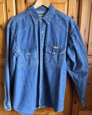 WRANGLER - Men's VINTAGE  Western Denim Shirt - Large - (one  Pearl missing)