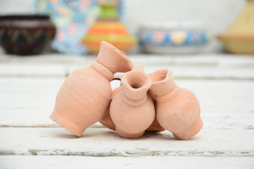 Terracotta tiny jars rustic - tiny,