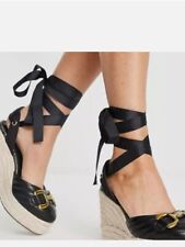 River Island Womens Buckle Wedge Sandal Black In Sizes 5  Euro 38