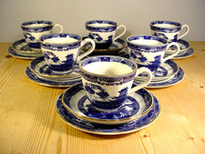 Wade Ringtons Blue & White Willow SIX Trio Tea Set