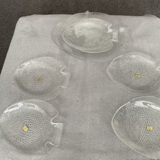 Vintage Arcoroc France Glass Fish Plates 1 Large Serving Platter 6 Dinner Plates