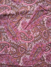 Vintage 1970s Paisley Fabric Purple, Pink