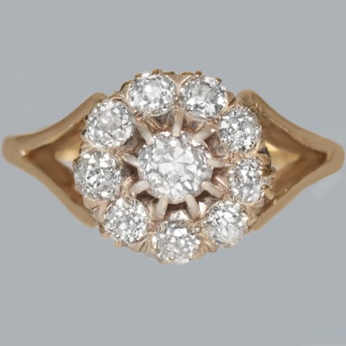 Edwardian diamond cluster ring - edwardian,