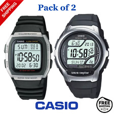 Casio Mens Digital Watch Wave Ceptor LCD Digital Display Black Resin Strap Watch