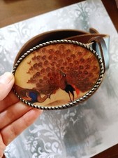 Vintage leather BELT Peacock