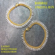  Traditional Bollywood SILVER WITH DIAMONDS Anklets Indian Payal studded
