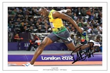 USAIN BOLT SIGNED PHOTO PRINT ATHLETICS OLYMPICS AUTOGRAPH