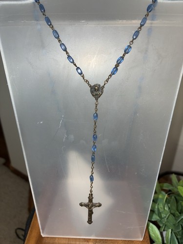 Blue beaded rosary made - blue, in