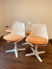 Original ARKANA White Aluminium Swivel Tulip Chairs x 4 Maurice Burke