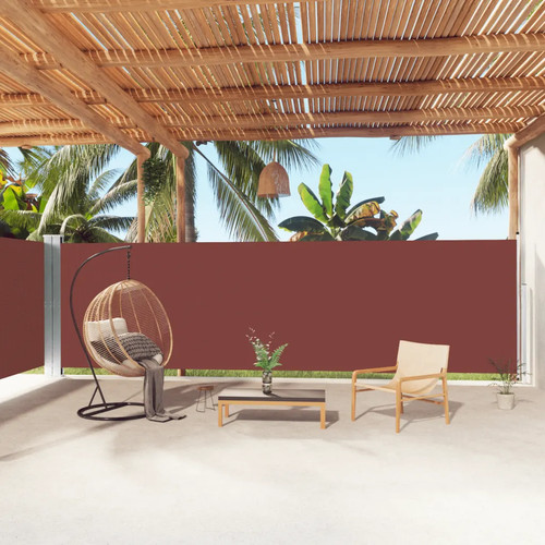 Retractable side awning - awning, brown