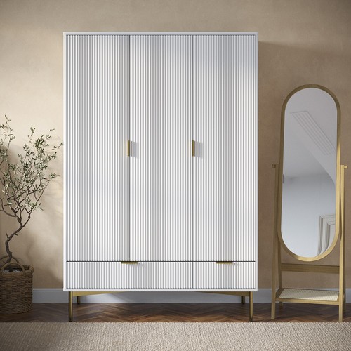 White gloss door wardrobe - white, 3-door