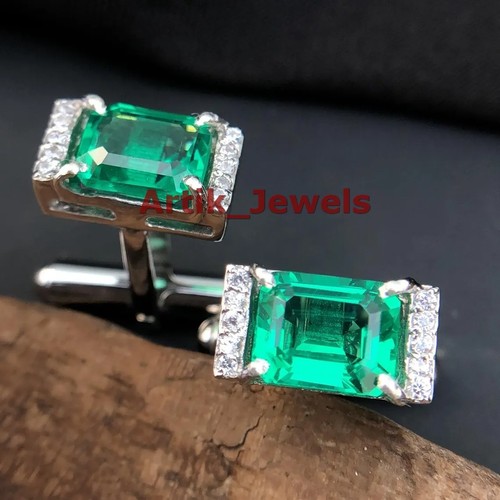 Lab grown emerald - with, 14k