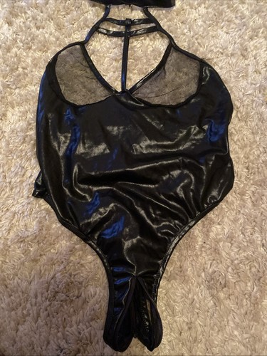 Leatherlook zip open crotch - leatherlook,