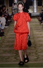 Simone Rocha suit red  trouser suit feather trim uk8 ref mp   £2500 runway piece
