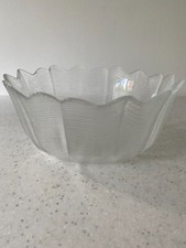 Glass Salad / Serving Bowl Fluted Edges 20cms Wide  Excellent Condition